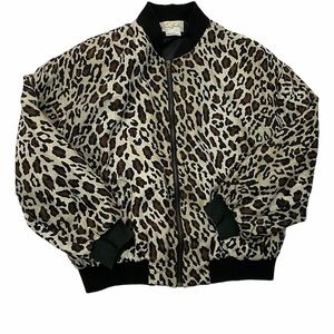 Retro Y2K Leopard Print Bomber Silk Jacket (S)